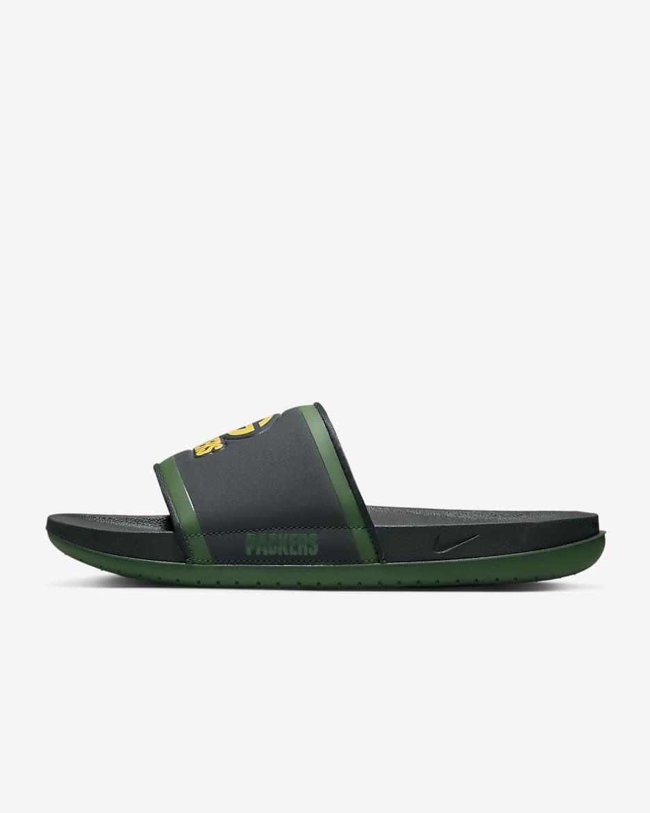 Green and gold nike slides hotsell